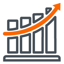 Bar graph showing an upward progression